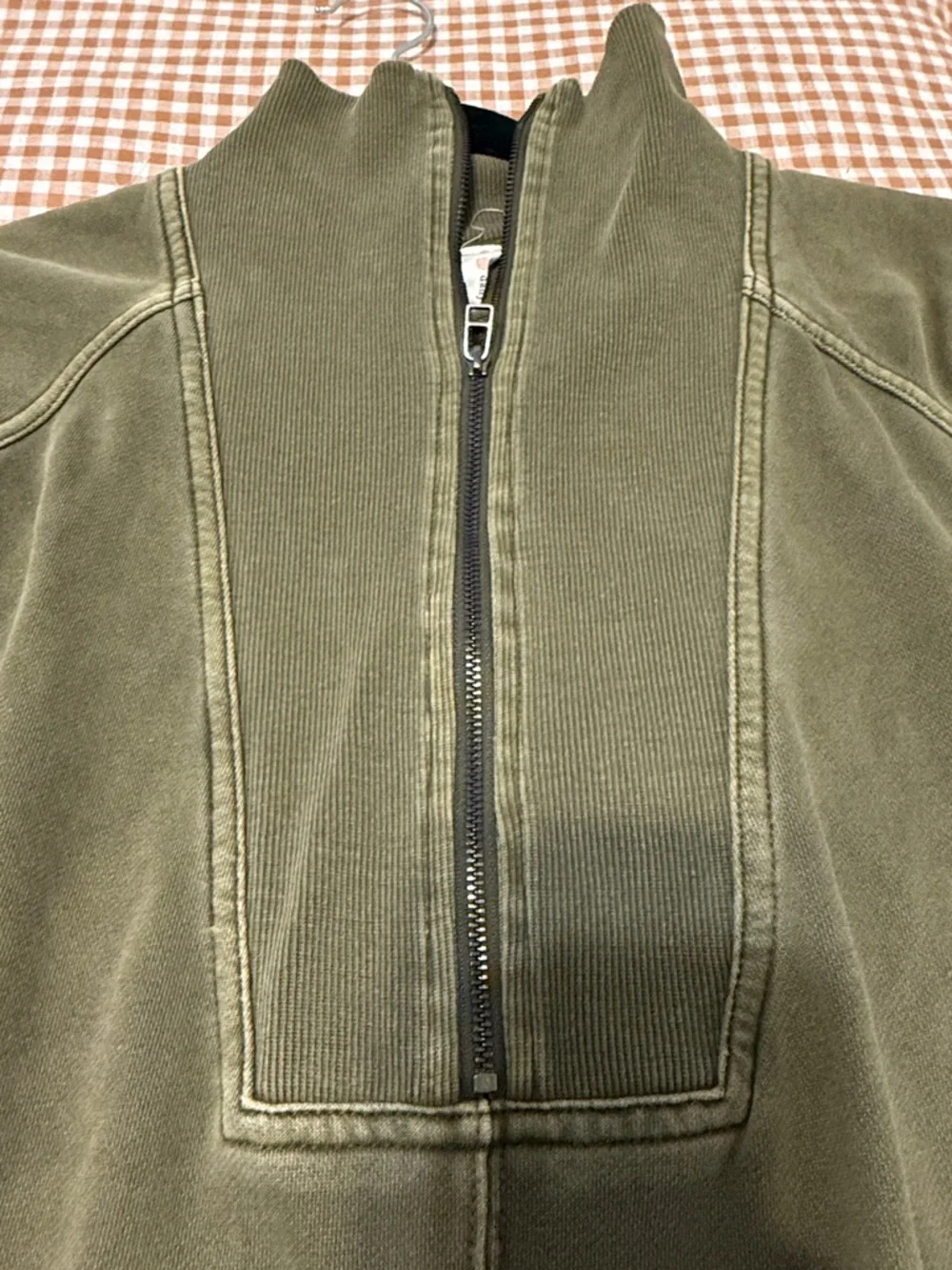 Daily Practice Anthropologie Sleeveless Olive Green Zip-Front Dress - Picture 7 of 7